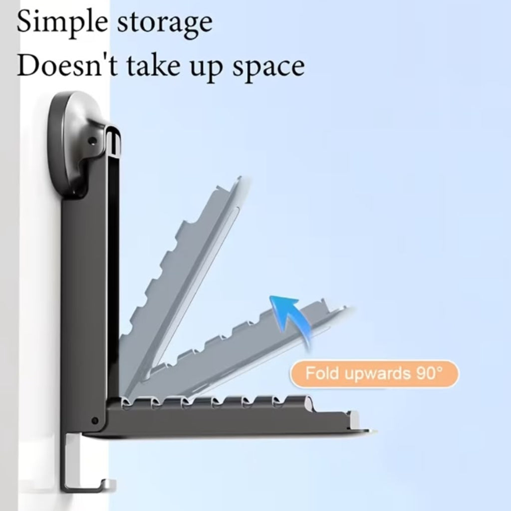 Folding Window Suction Cup Drying Rack | Space-Saving Plastic Clothes Hanger Bracket