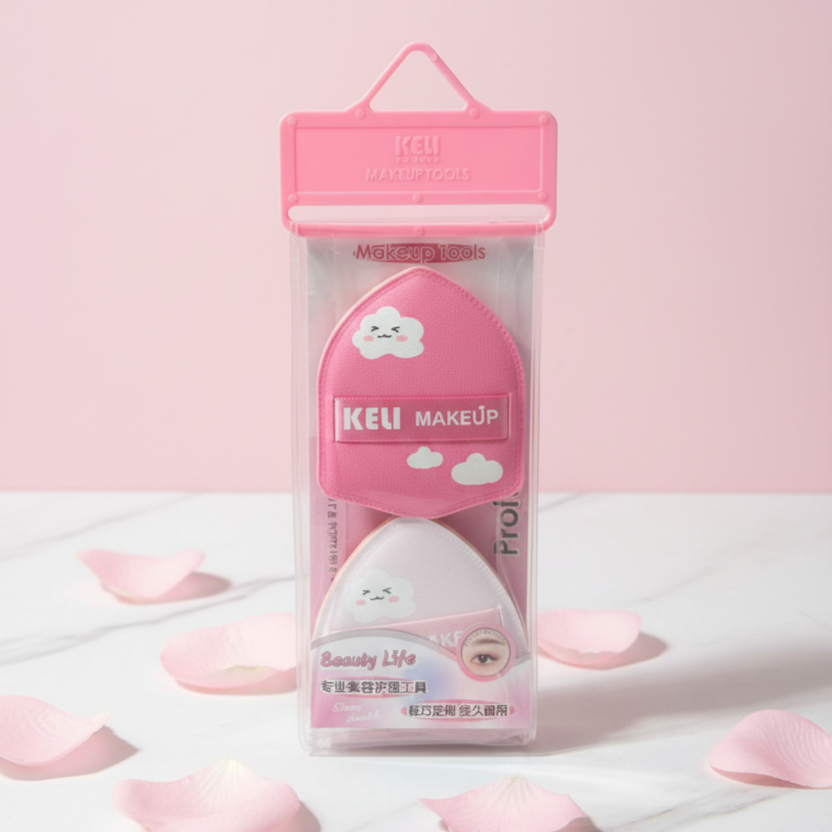 KELI Beauty Powder Puff and Blender 2PCS Set – Velvet Tear-Drop Face Puffs for Loose Powder and Liquid Foundation