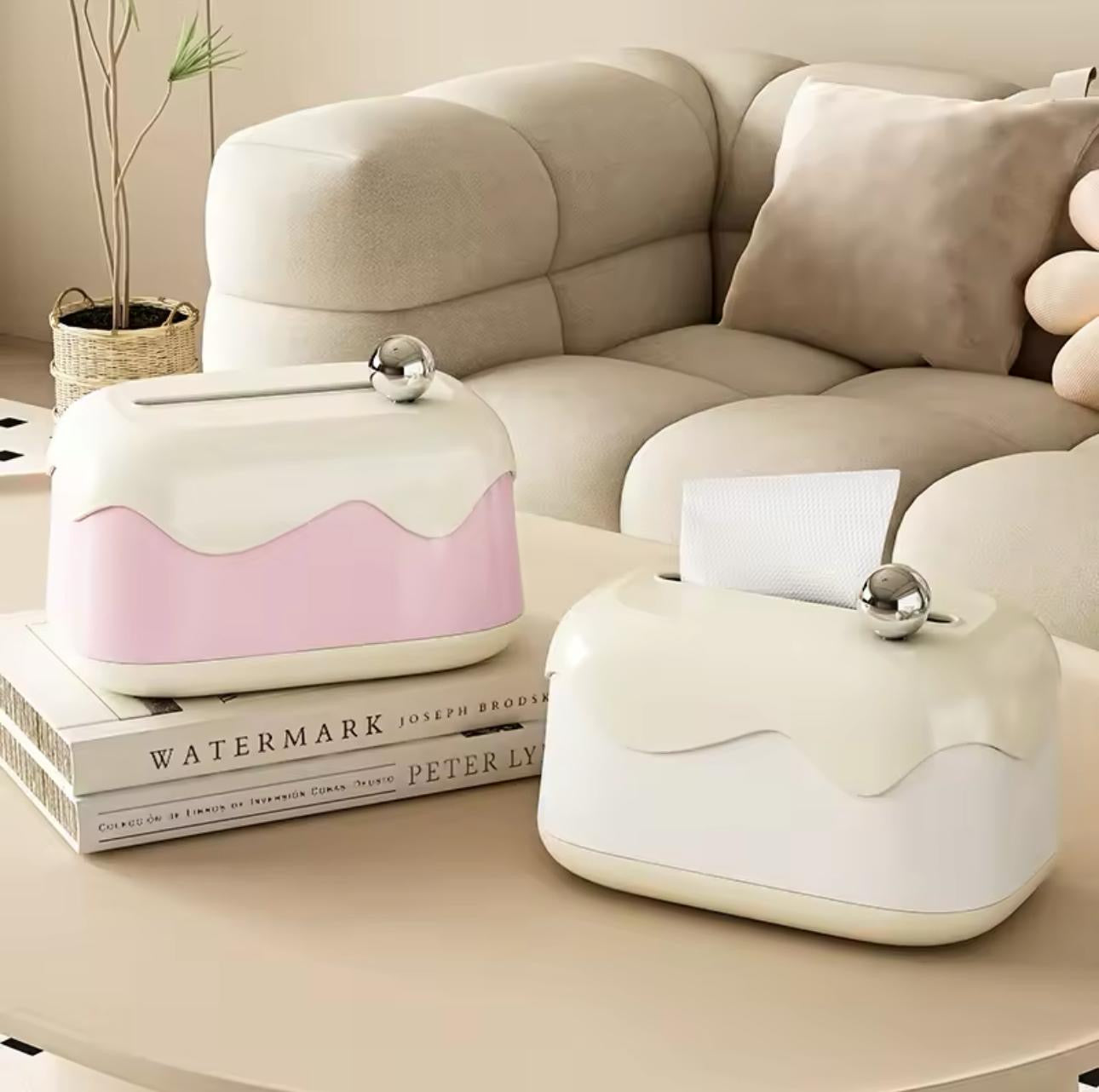 Cute Cream-Style Tissue Box – Decorative Cake Design for Living Room & Desktop
