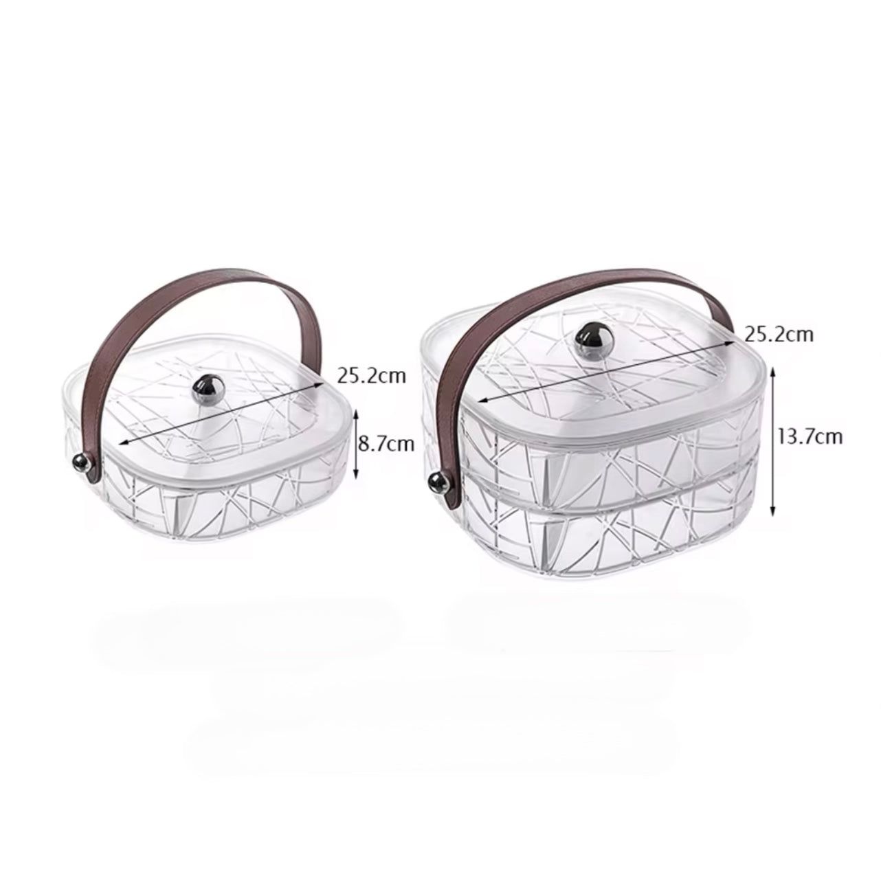 طبق تقديم الفواكه المجففة والوجبات الخفيفة مع مقبض - صينية مقبلات متعددة الأقسام