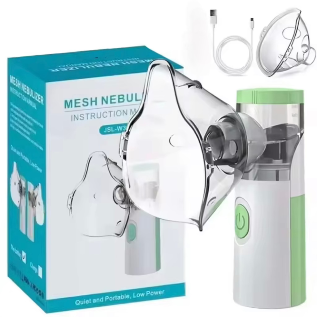 Portable Mesh Nebulizer, One-Button Operation, Silent Operation, High Nebulization Rate, Medical Grade Materials, USB, White