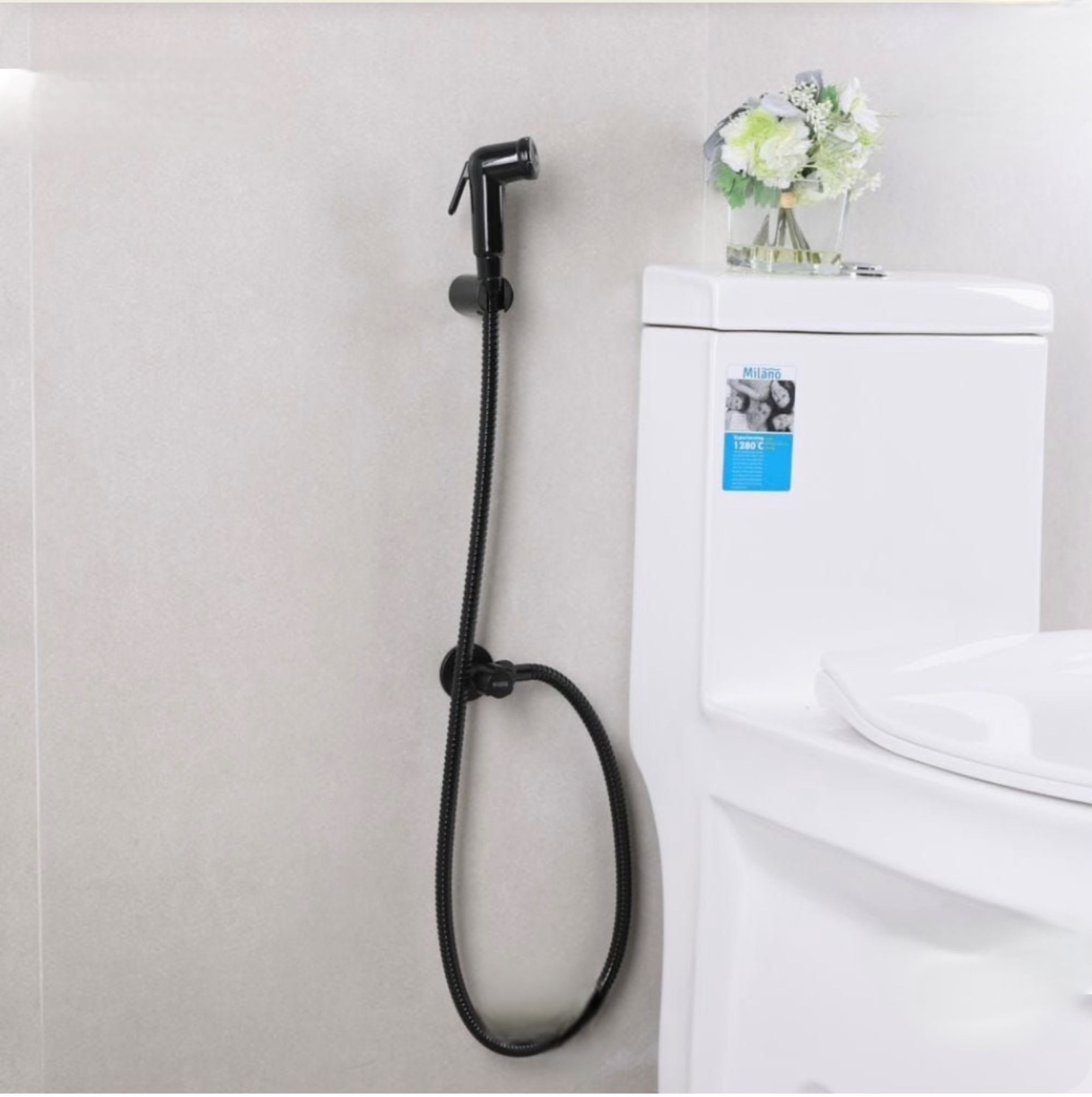 طقم بخاخ بيديه تواليت حديث محمول – شطاف ABS مع خرطوم ستانلس ستيل