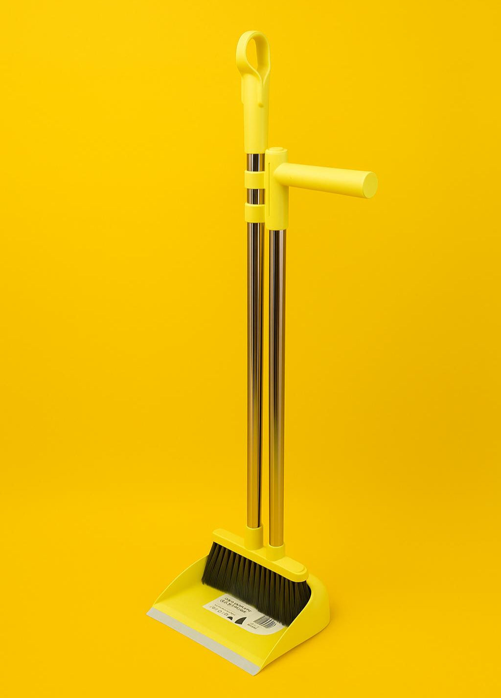 Long Handle Stainless Steel Broom with Standalone Dustpan Set..