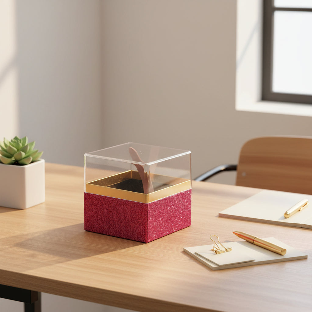 Small Acrylic Paper Gift Boxes with Clear Lids – 10x10 cm