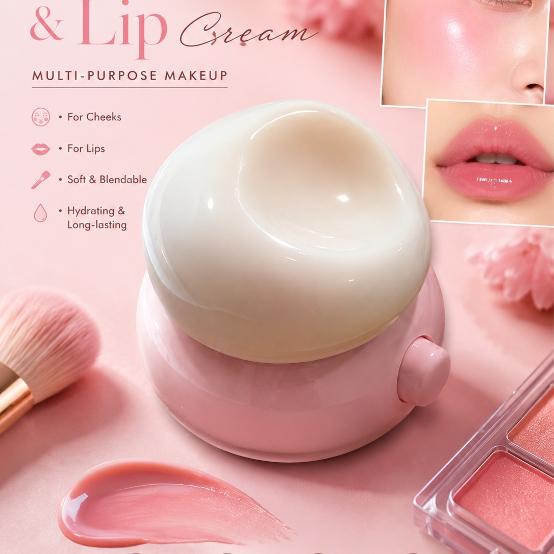 Multi-Purpose Cheek & Lip Cream – Blendable Soft Blush and Lip Tint Balm