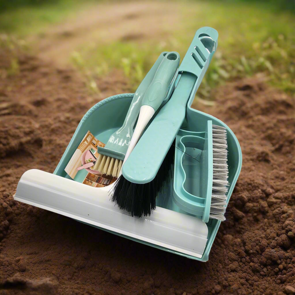 5 IN 1 Sweeping Kit Carved Pattern Dustpan Broom & Brush Set Multifunction Dust Removal, Mini Hand Broom Wiper for Cleaning Up Desktop, Office, Home, cleaning brush
