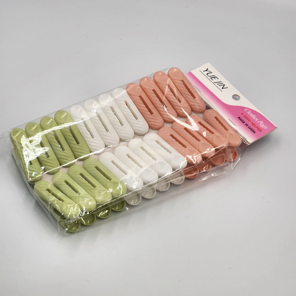 24 قطعة من مشابك الملابس البلاستيكية الملونة - متينة ومقاومة للرياح للمنزل والسفر