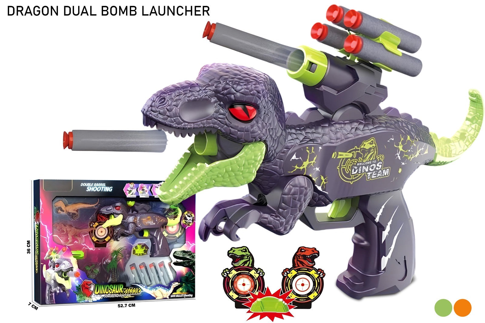 Dinosaur Toys Soft Bullet Gun Soft Foam Darts Blaster Shooting Toy Gun for Boys Girls Indoor Outdoor Play Toys