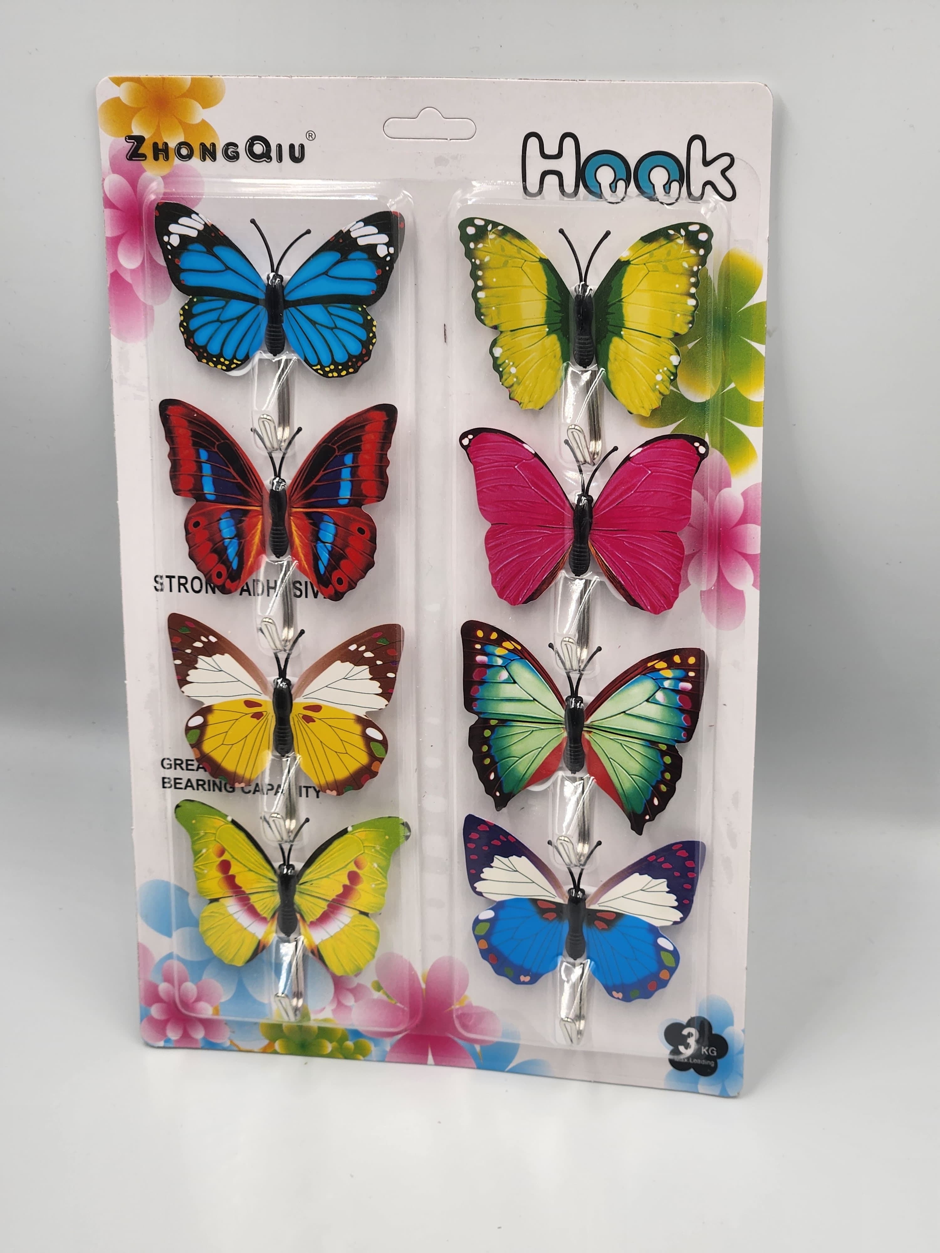 8pcs Butterfly Wall Utility Hooks – Fashionable Adhesive Wall Mount