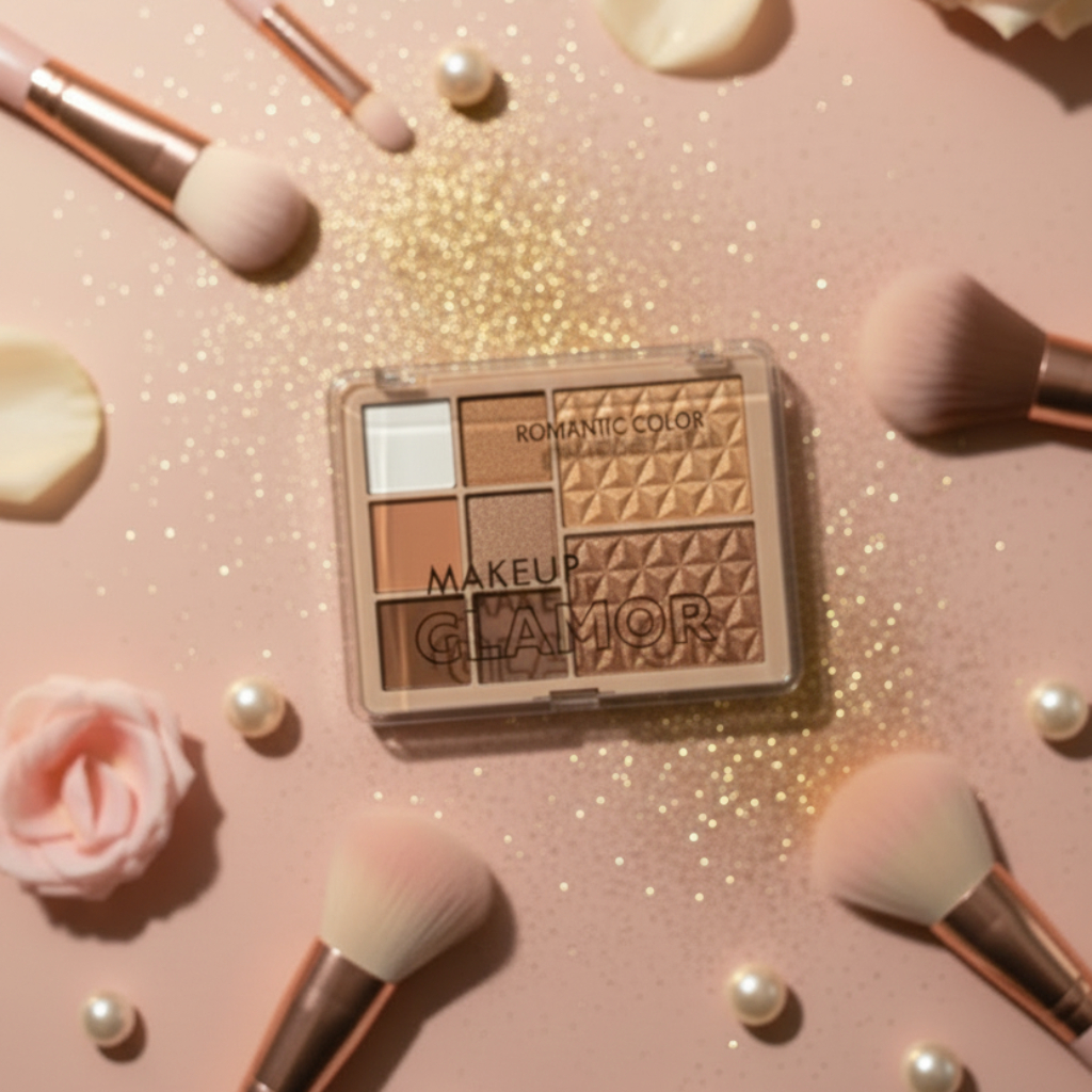 Romantic Color Makeup Glamor Palette – Versatile Eyeshadow & Face Shimmer