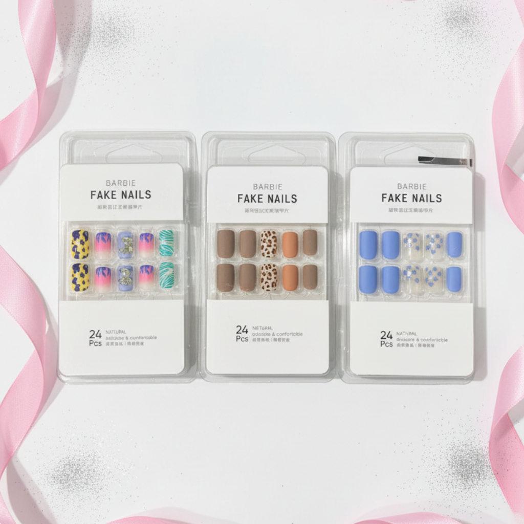 Premium 24pc Fake Nails Kit – Trendy Multi-Design Press-On Artificial Nails with Matte, Glossy, and Glitter Finishes