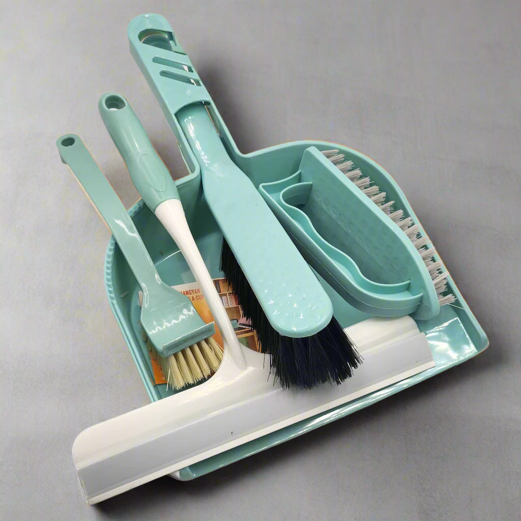 5 IN 1 Sweeping Kit Carved Pattern Dustpan Broom & Brush Set Multifunction Dust Removal, Mini Hand Broom Wiper for Cleaning Up Desktop, Office, Home, cleaning brush