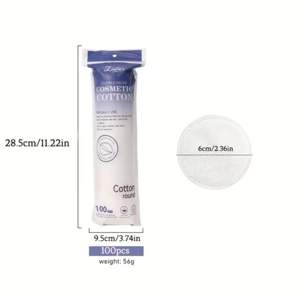 Double-Faced Cosmetic Cotton Rounds – 100pcs Premium Lint-Free Makeup Remover Pads for Skincare