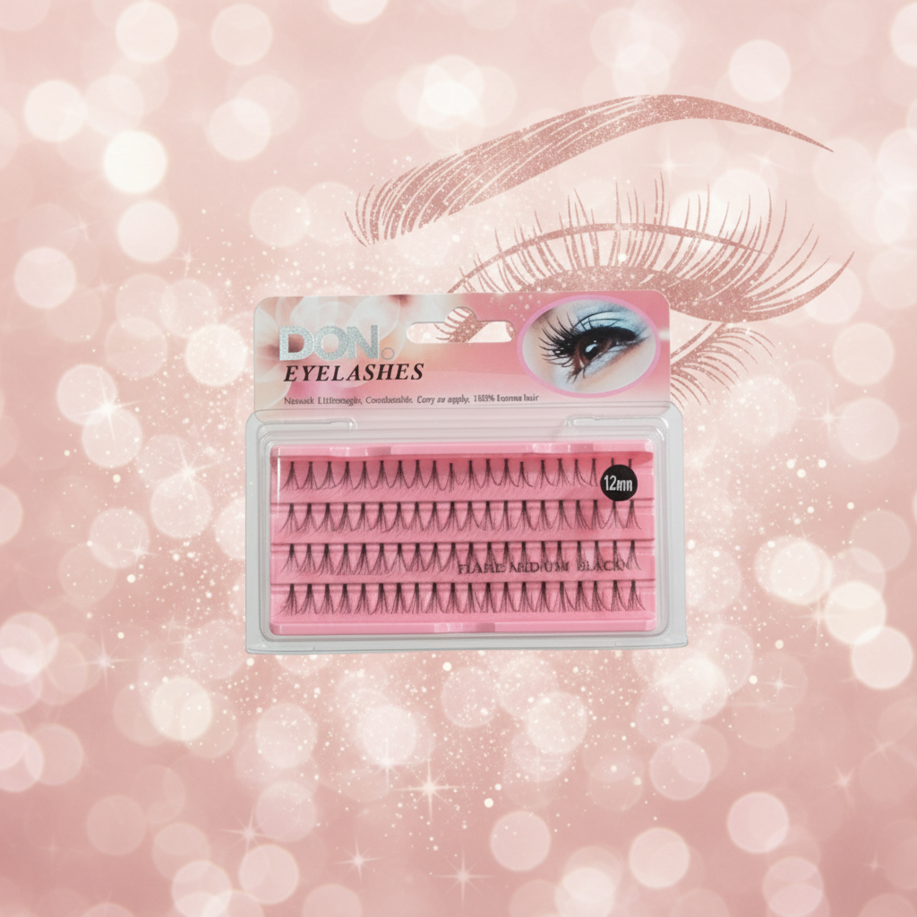 Individual Cluster Eyelashes – 12mm Natural Flared Extension Kit