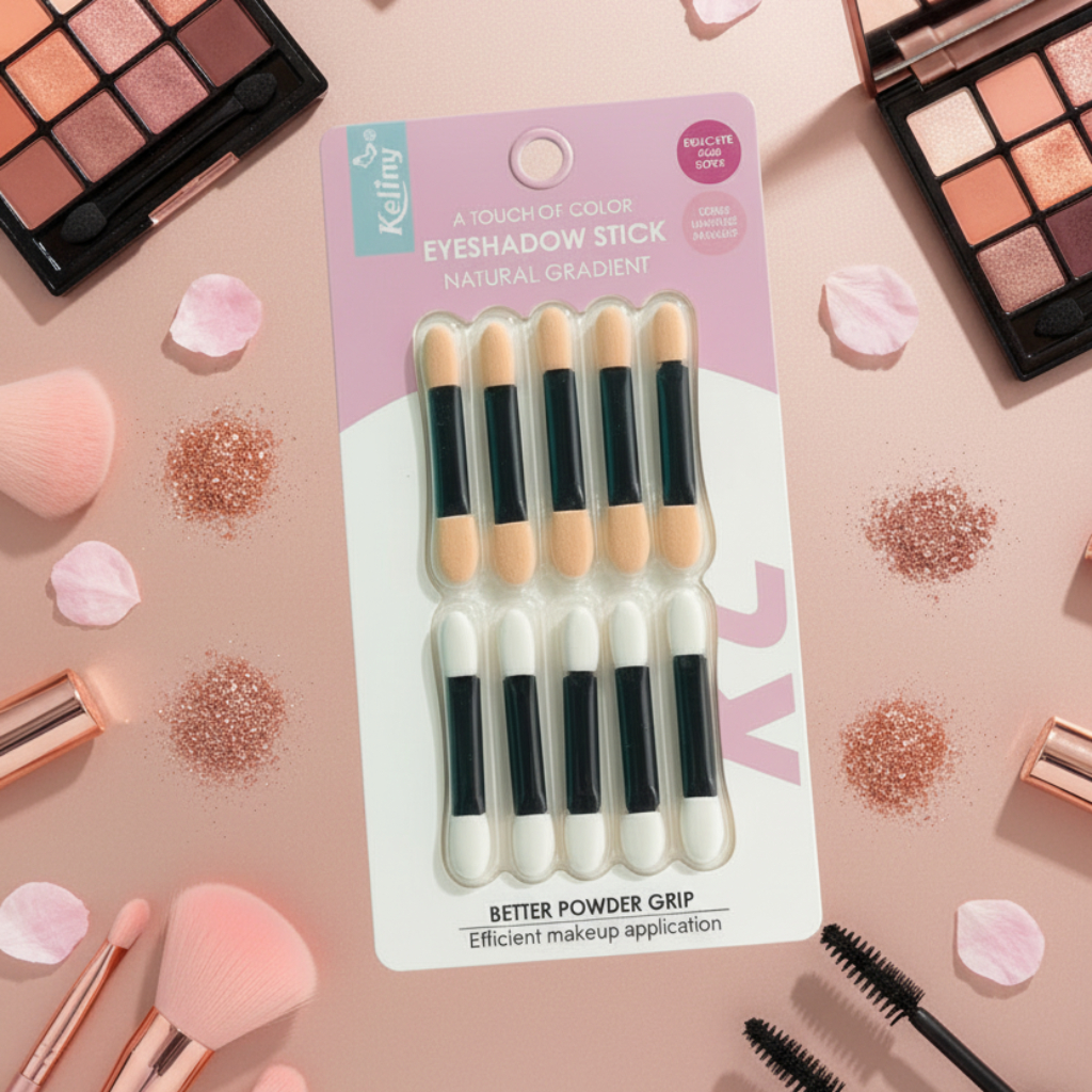 Keliny Dual-Sided Disposable Eyeshadow Sponge Applicators (10-Piece Pack) – High-Grip Makeup Brushes