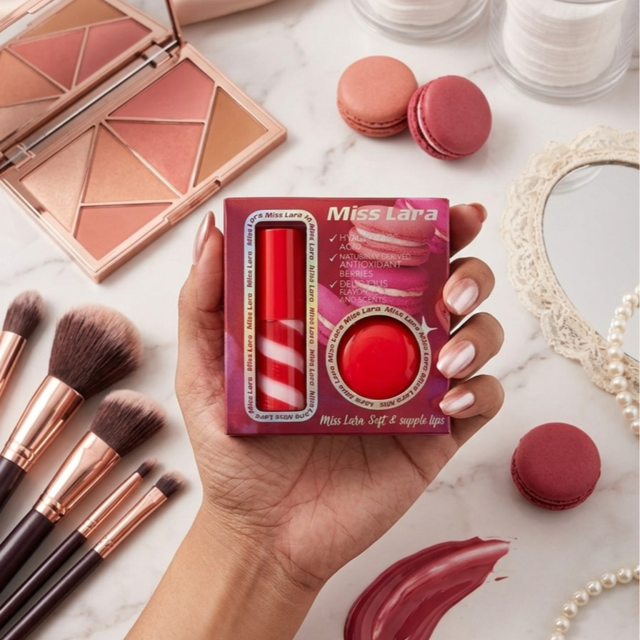 Miss Lara Soft & Supple Lips Duo Set – Macaron Infused Lip Care Kit