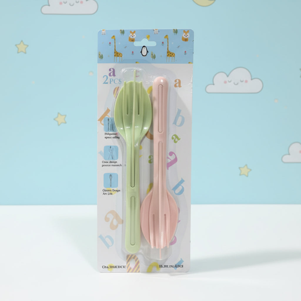 Wheat Straw Dinnerware 2 ps Set – Eco-Friendly 3-in-1 Fork, Spoon & Knife Utensils