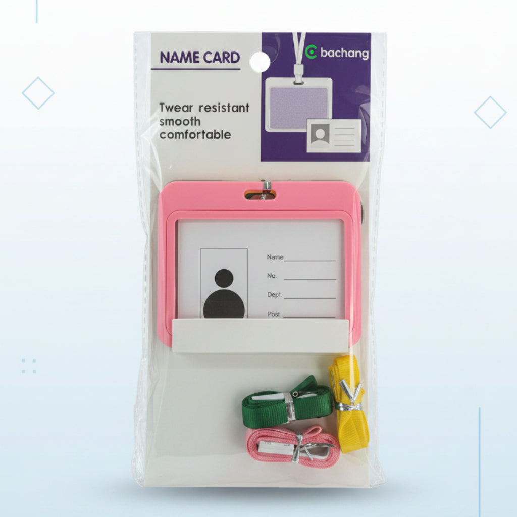 3pcs set Colored ID Card Holder with Lanyard | Durable Plastic Badge Holder