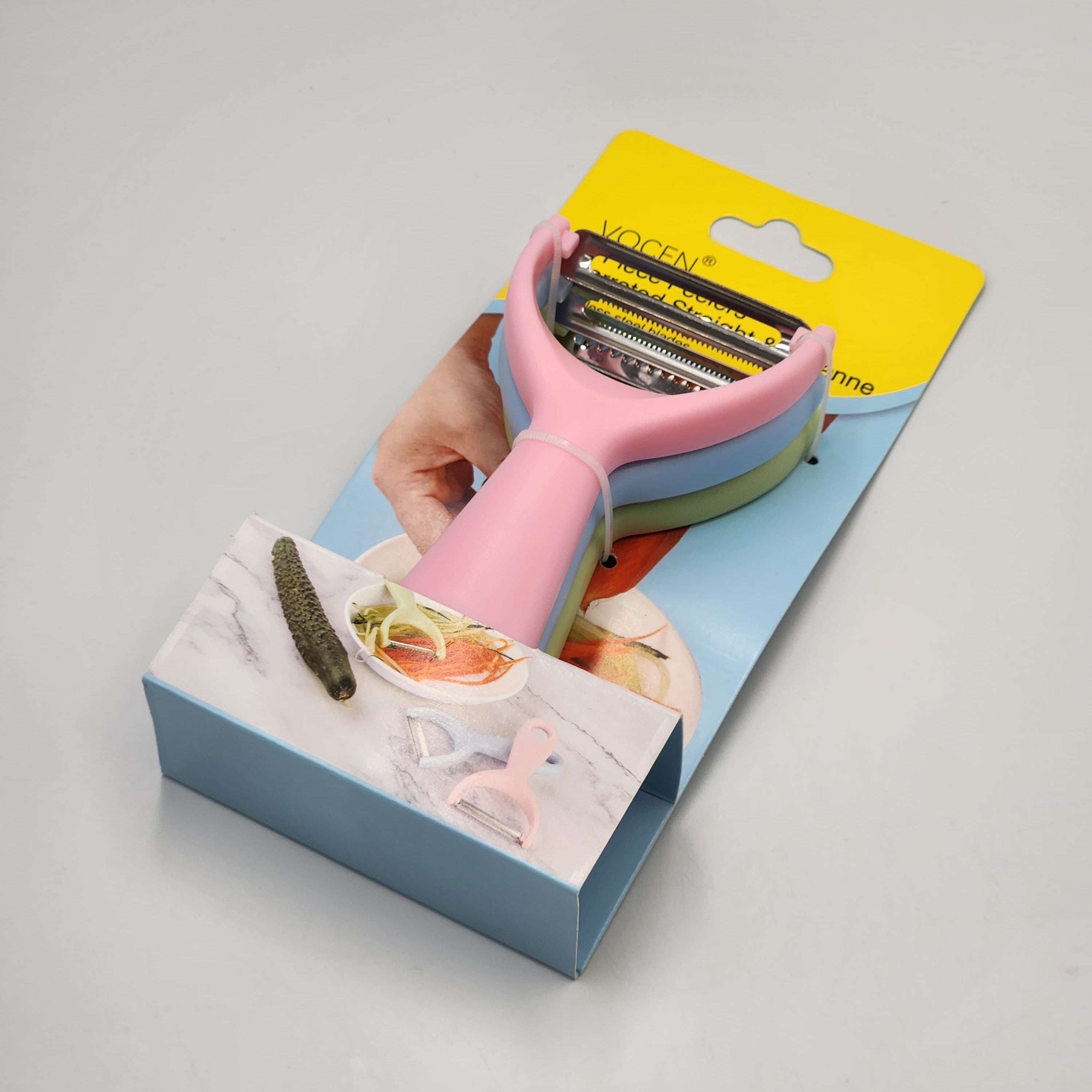 3 pcs - Set  Stainless Steel Peeler with Comfortable Grip, Straight Blade, Food-Safe Plastic Handle, Essential Kitchen Tool for Fruits and Vegetables