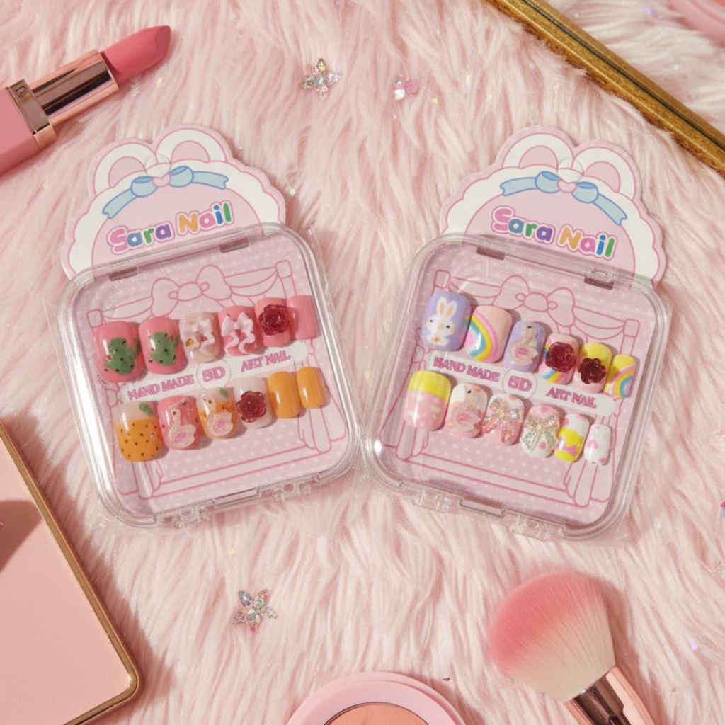 Luxury Handmade 3D Press-On Nails – Cute Cartoon and Sweet Dessert Aesthetic Artificial Nail Gift Set