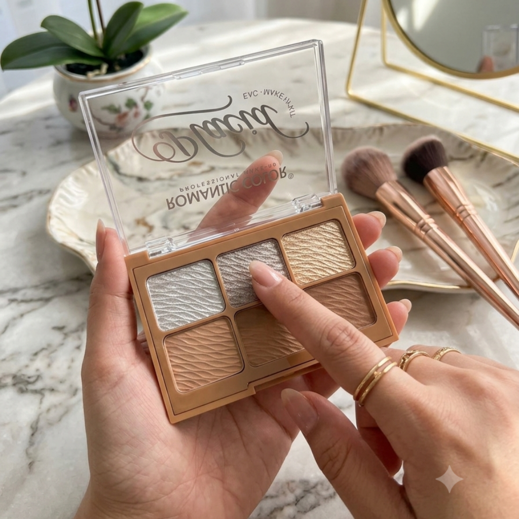 Romantic Color 6-Shade Highlight & Contour Palette – Professional Face Definition and Shimmer Makeup Kit