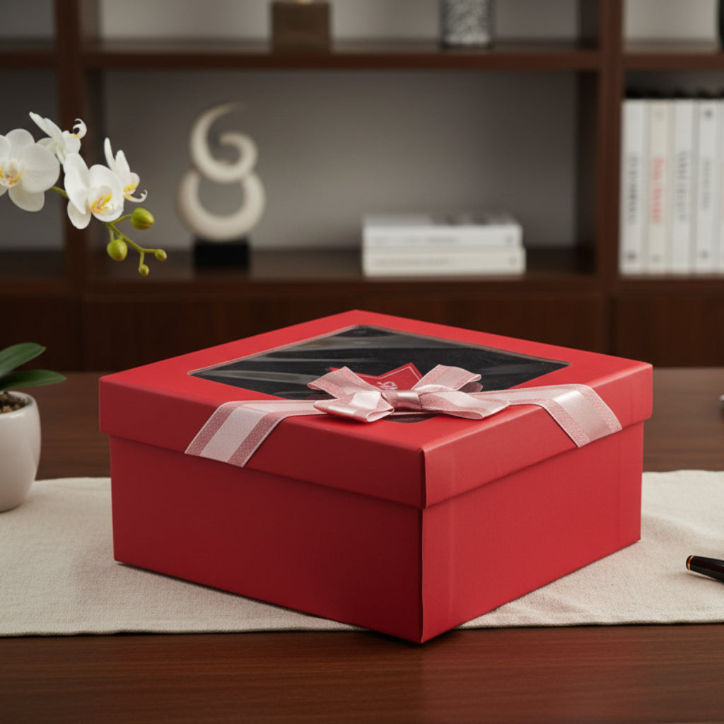 علبة هدايا مجوهرات أنيقة مع شريط - تغليف ورقي فاخر لعيد الميلاد والهدايا الخاصة