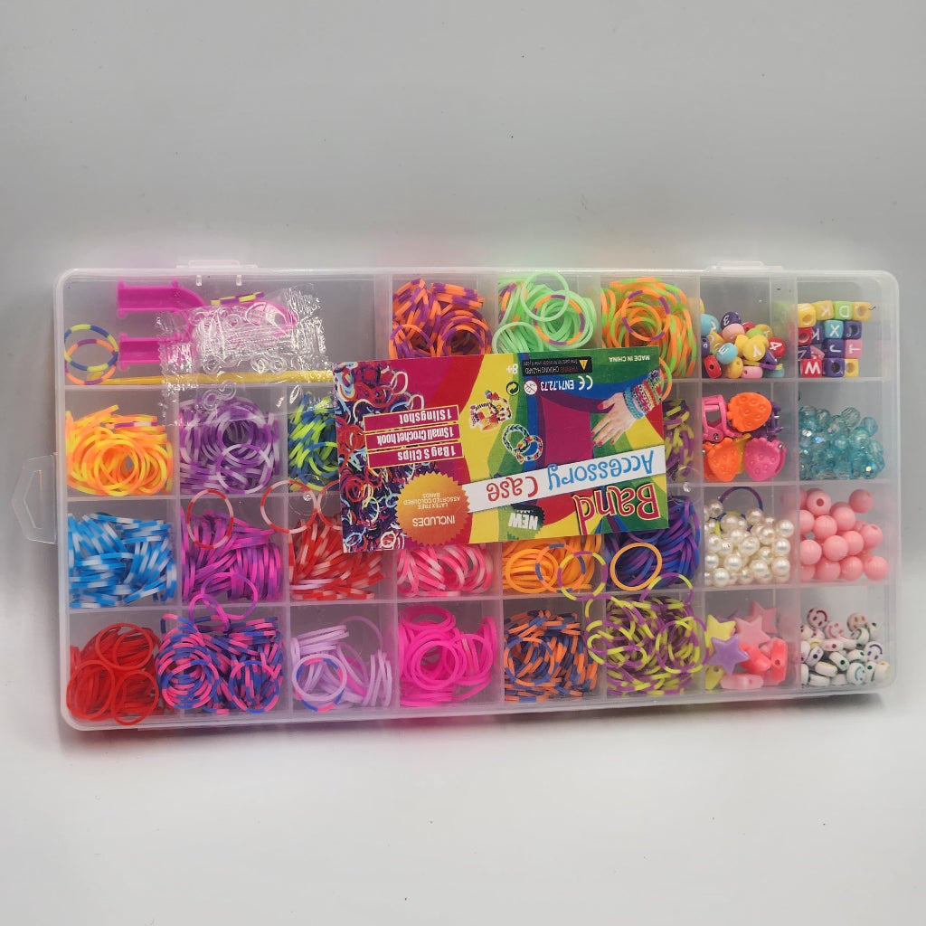 DIY Rubber Band Bracelet Making Kit Compartment Box with Colorful Bands for Crafting, Jewelry Accessories & Gifts