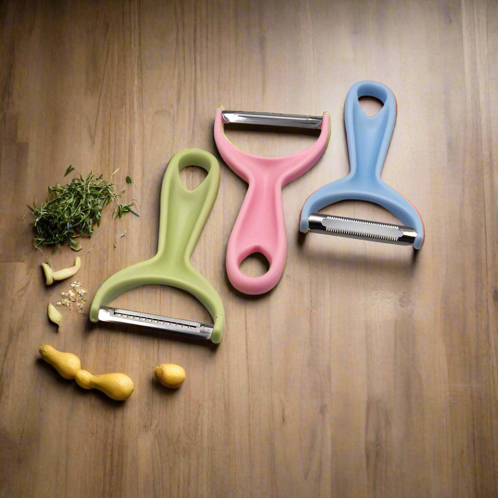 3 pcs - Set  Stainless Steel Peeler with Comfortable Grip, Straight Blade, Food-Safe Plastic Handle, Essential Kitchen Tool for Fruits and Vegetables