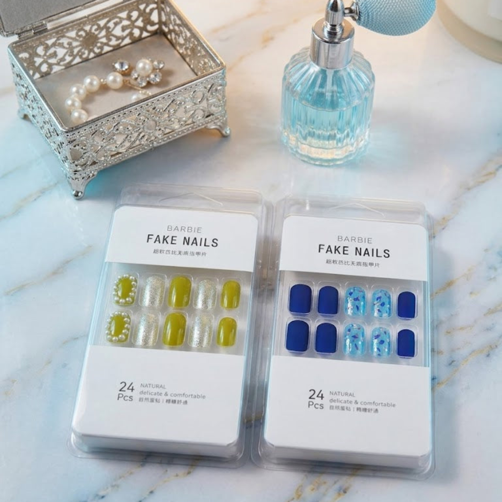 Premium 24pc Fake Nails Kit – Trendy Multi-Design Press-On Artificial Nails with Matte, Glossy, and Glitter Finishes