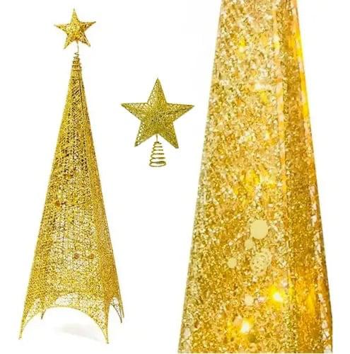 LED Decorative Tower Light – Direct Two-Pin Plug-In, Elegant Golden Design for Home, Festive & Event Decoration