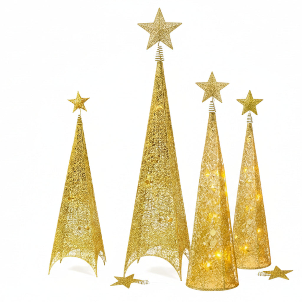 LED Decorative Tower Light – Direct Two-Pin Plug-In, Elegant Golden Design for Home, Festive & Event Decoration