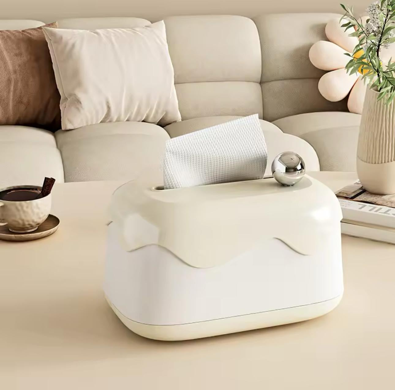 Cream-Style Tissue Box, a Cute Tissue Holder for a Beautiful Desktop, Designed Like a Cream Cake, Perfect for Distributing Paper in The Living Room..