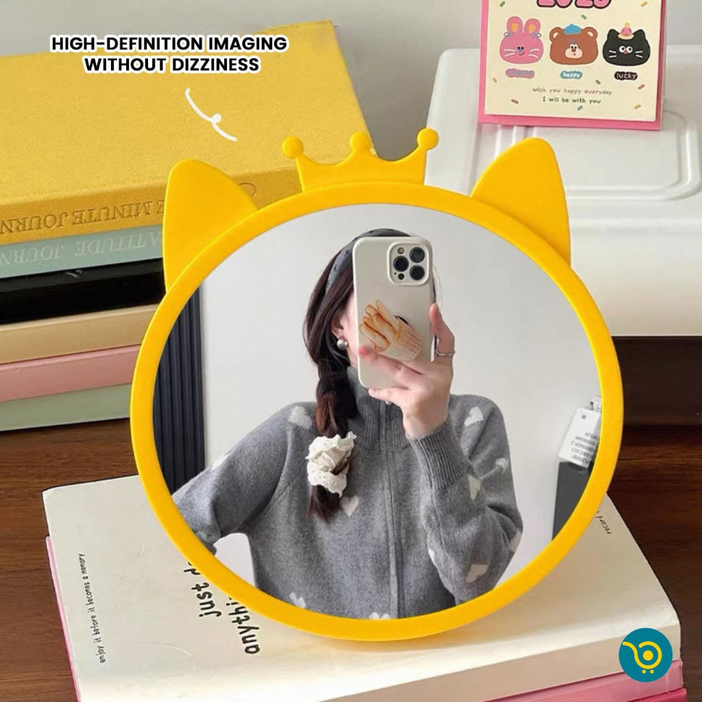 1pc Cute Rabbit Ear Makeup Mirror - Portable, Foldable Beauty Mirror with Polished Plastic Frame for Desktop & Wall Decoration, Ideal for Home and Travel Use, Rabbit Decor