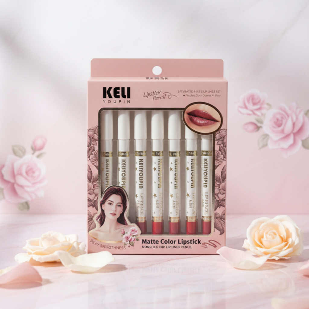 Matte Lip Liner & Lipstick Pencil Set – 6-Piece Value Pack