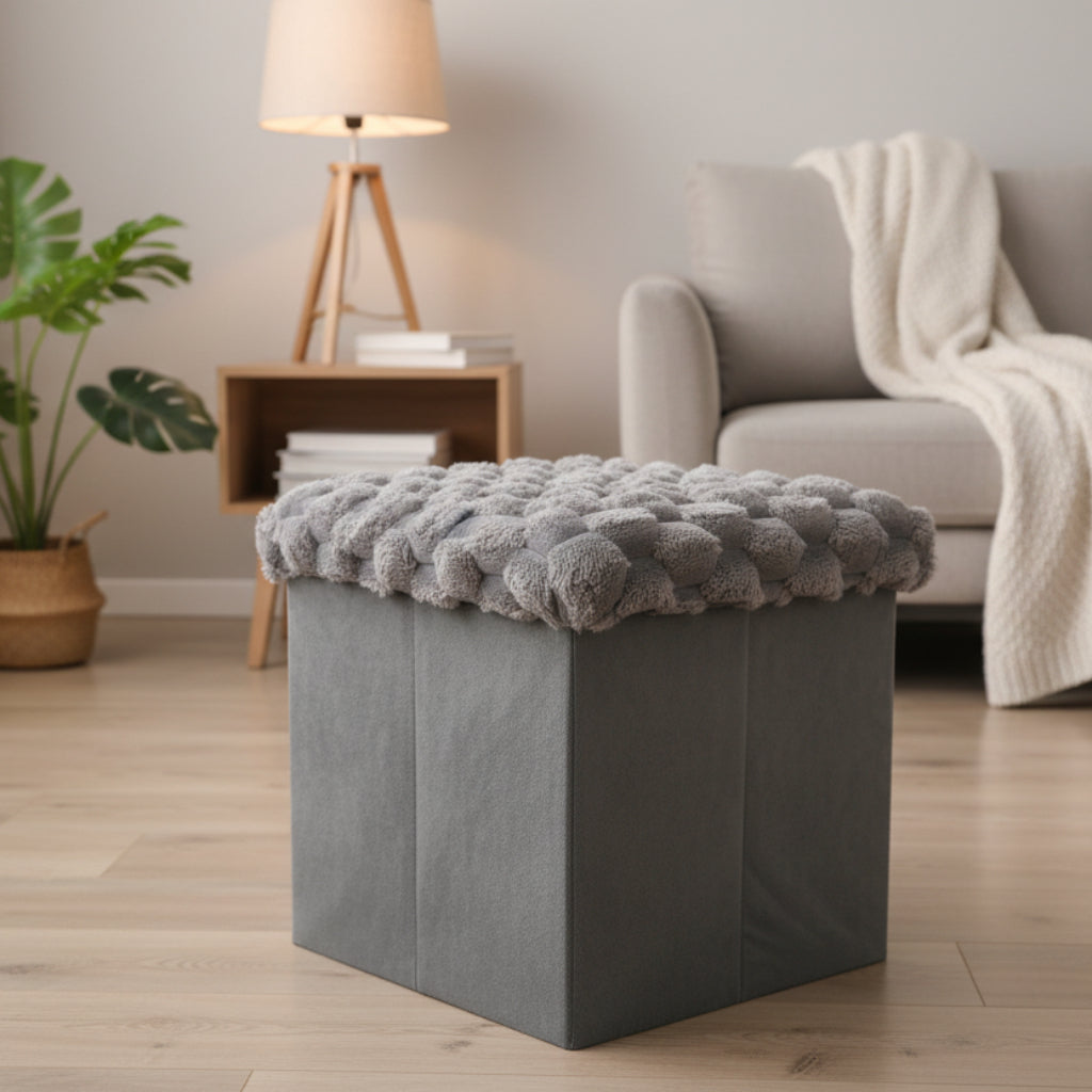 Foldable Stool Ottoman & Durable Storage Box