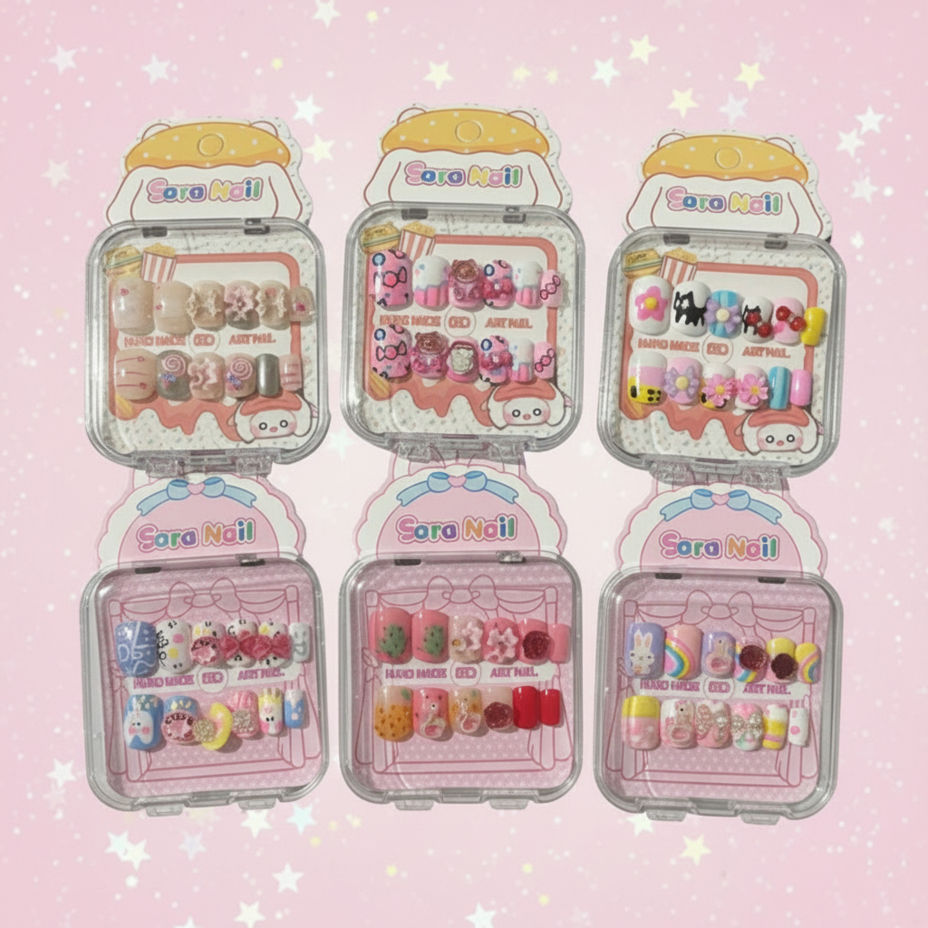 Luxury Handmade 3D Press-On Nails – Cute Cartoon and Sweet Dessert Aesthetic Artificial Nail Gift Set