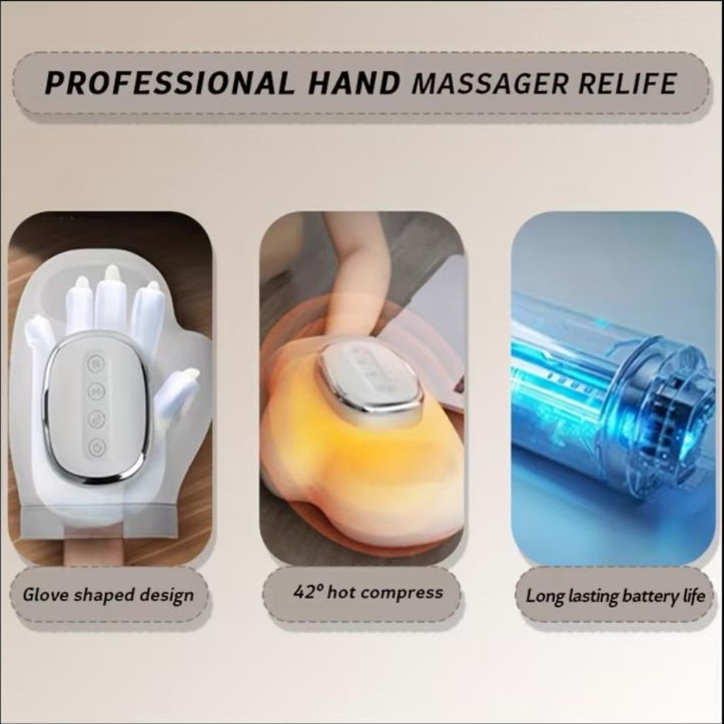Portable Wireless Hand Massager – Air Compression & Heating, 3 Massage Modes, 4 Heat Levels, 5 Compression Modes