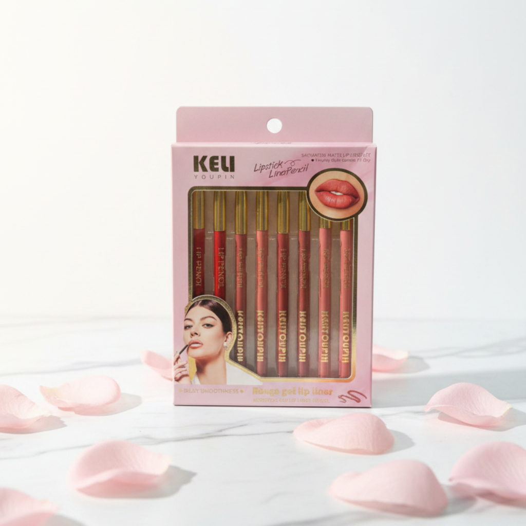 KELI Youpin Rouge Gel Lip Liner Set – 8-Piece Saturated Matte Lipstick Pencil Value Pack