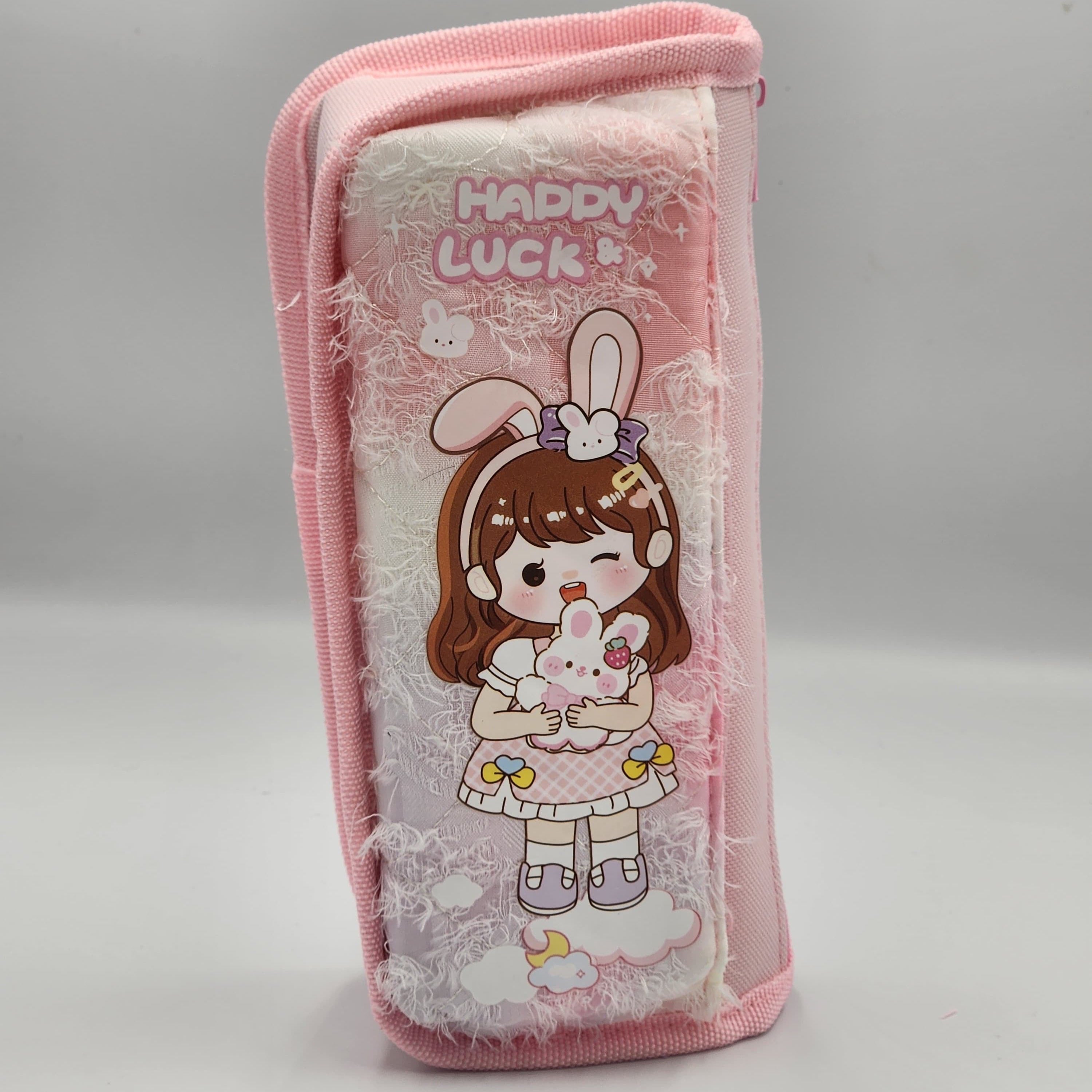Large Capacity Cartoon Girls Pencil Box- Stationery Organizer with Cute Character Designs, Pink & Purple,blue Options for School, Office Supplies, Cute Pencil pouch,