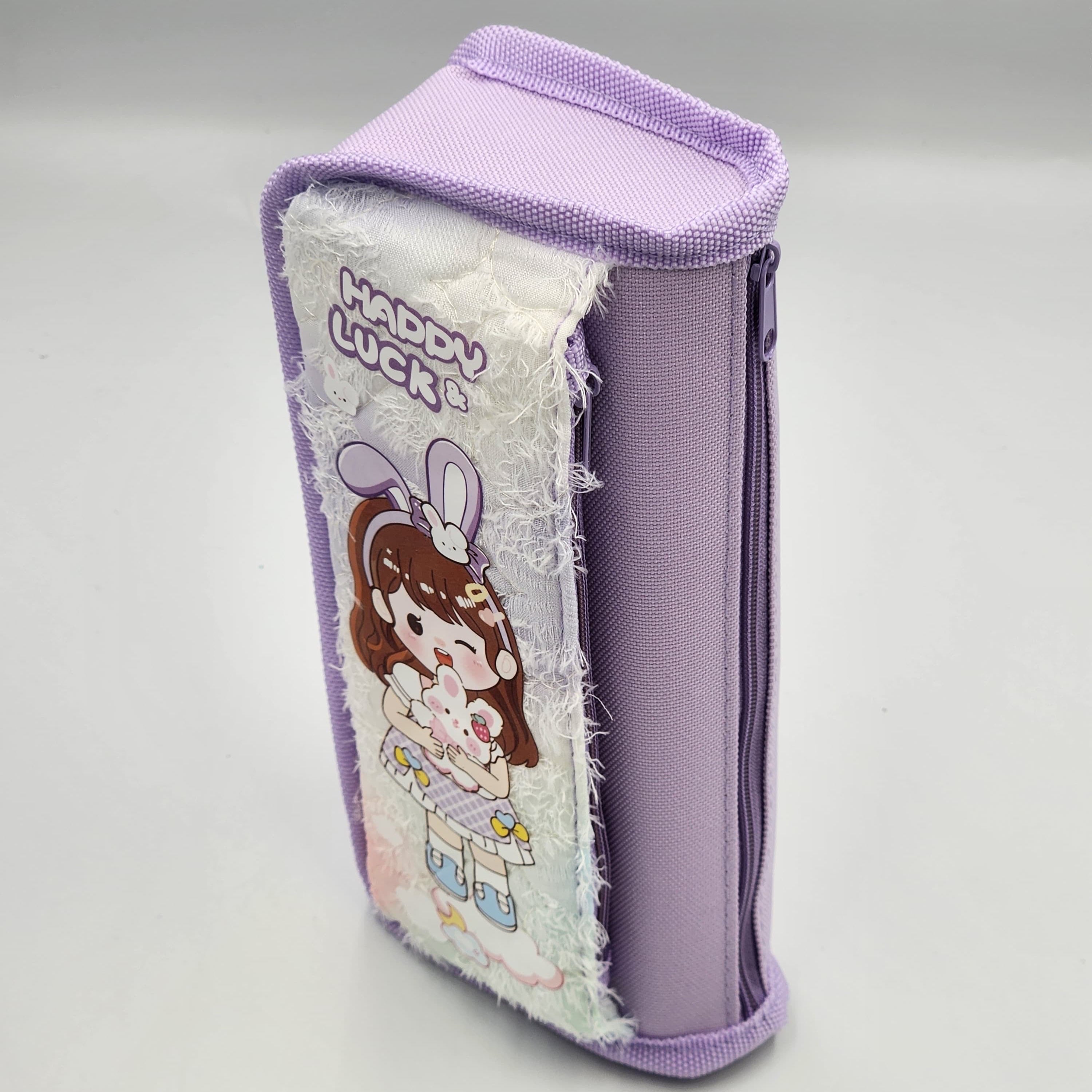 Large Capacity Cartoon Girls Pencil Box- Stationery Organizer with Cute Character Designs, Pink & Purple,blue Options for School, Office Supplies, Cute Pencil pouch,