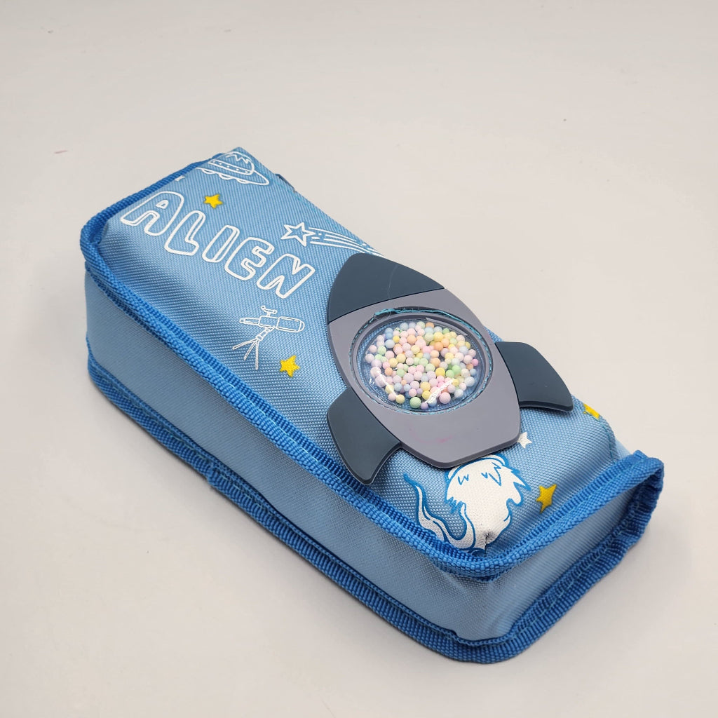 Cute Space-Themed Pencil Case -  School Supplies Organizer with Rocket,Perfect for Back-to-School,  Small Item Storage, Cute Pencil pouch, School Stationery, pen box