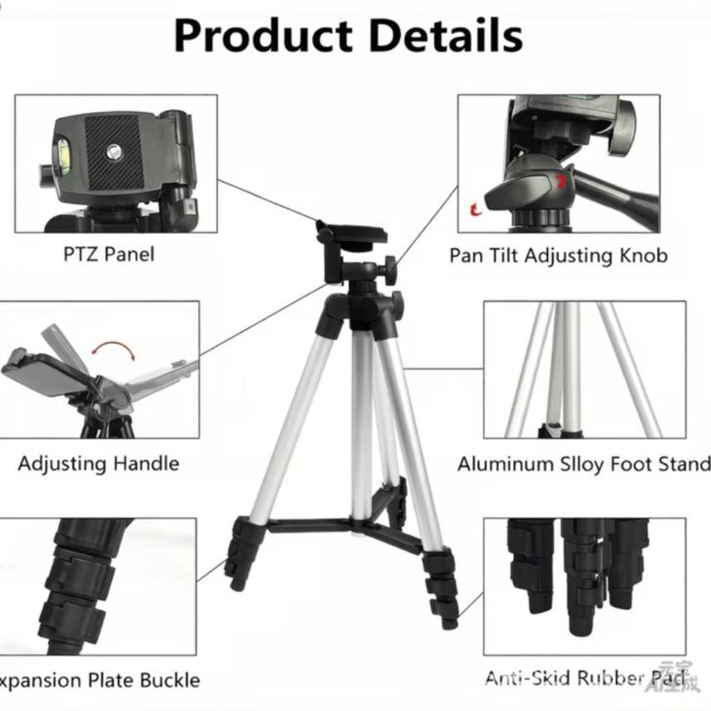 Portable Tripod Stand, 360° Rotating Phone Camera Mount, Adjustable Support Stand, Suitable for Live Streaming, Outdoor Travel, and Photography