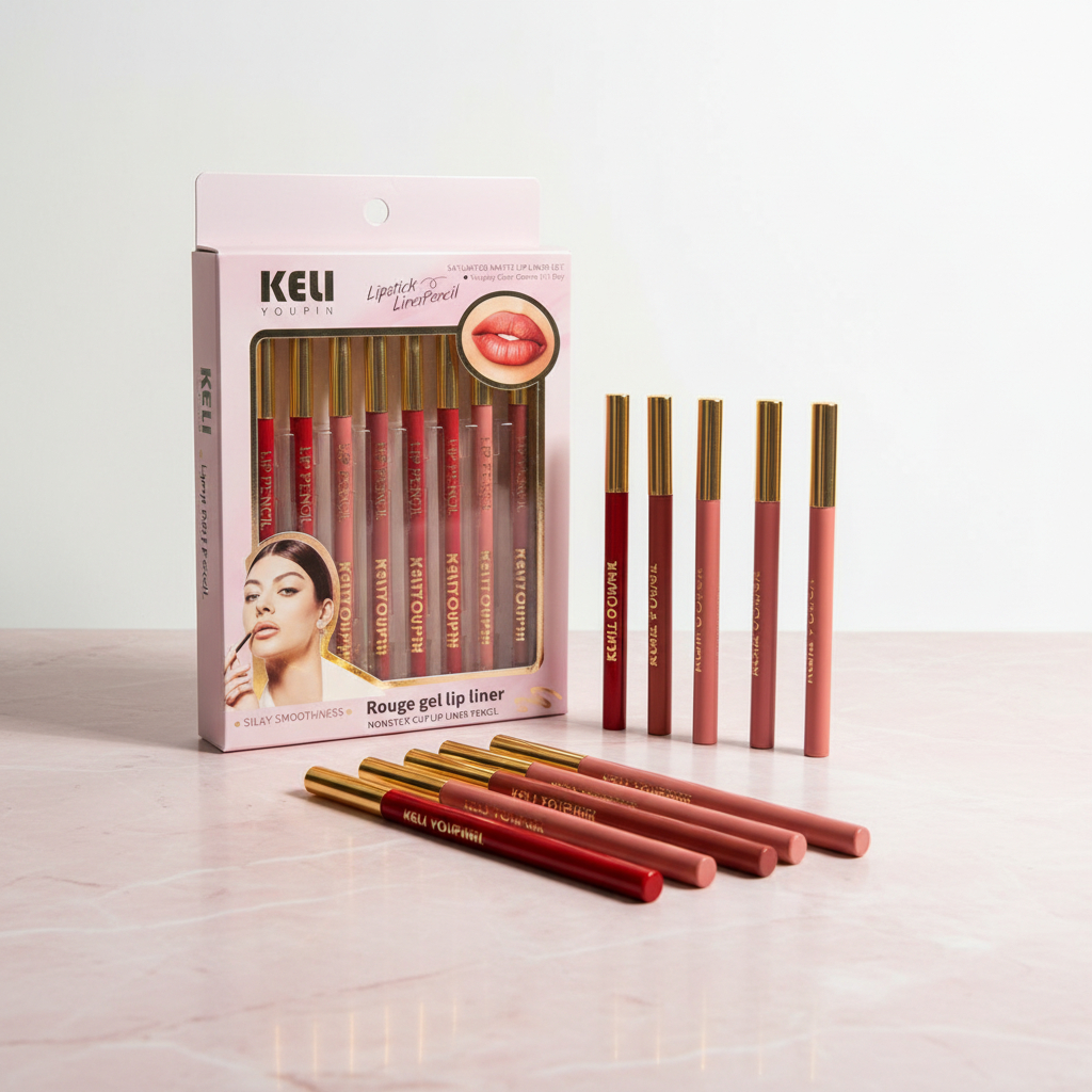 KELI Youpin Rouge Gel Lip Liner Set – 8-Piece Saturated Matte Lipstick Pencil Value Pack