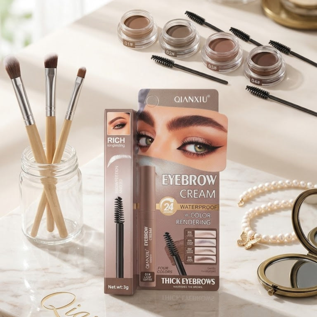Professional Tinted Eyebrow Cream – Long-Lasting, Smudge-Proof Brow Gel Tube with Precision Applicator, Sculpting & Defining Formula