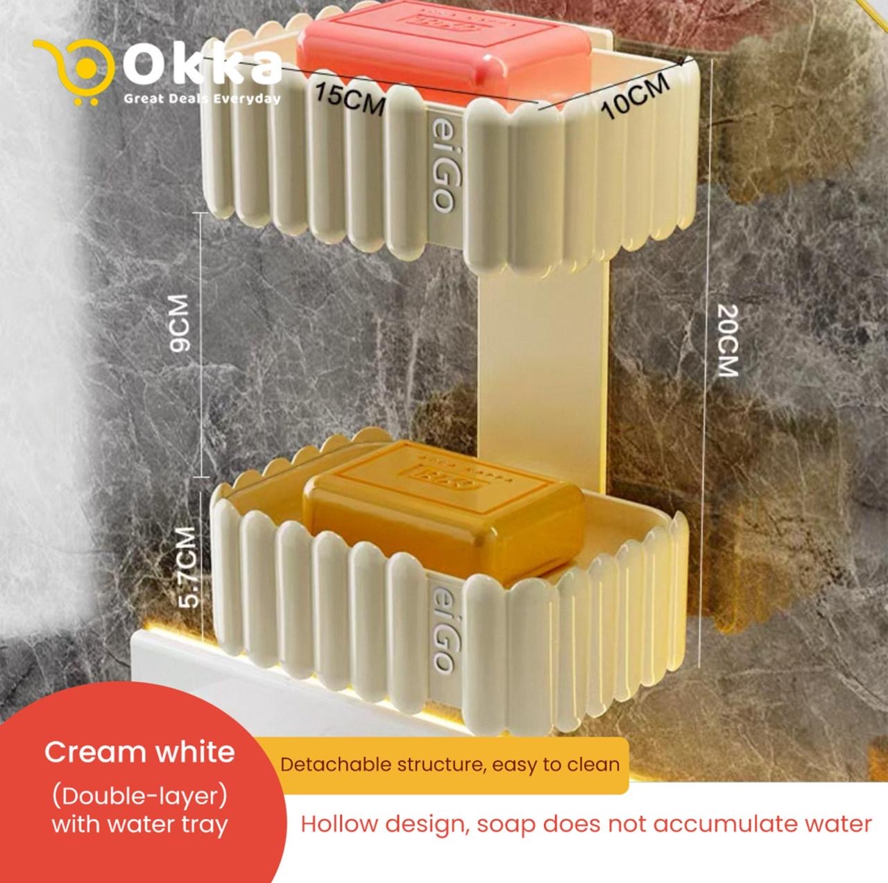 1pc Double-Layer Rotatable Suction Cup Soap Holder - Durable Plastic Wall-Mounted Organizer for Soap, Toothbrush & Bath Accessories, Space-Saving Bathroom Storage, Bathroom Accessories