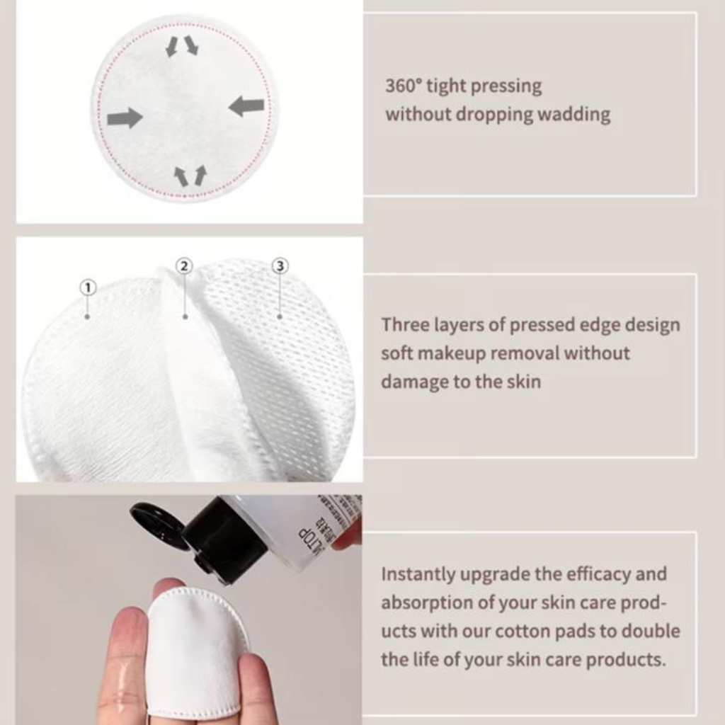 Double-Faced Cosmetic Cotton Rounds – 100pcs Premium Lint-Free Makeup Remover Pads for Skincare