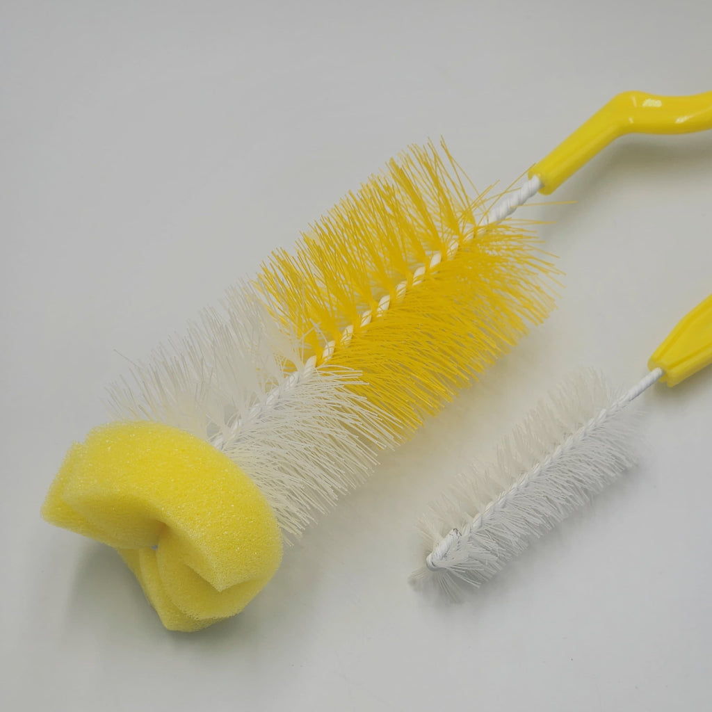 2 pcs set Home long and short handled bottle brush, kitchen fine bristle sponge brush, glass cleaning brush, 360 degree rotating brush | Essential for home brushes, random color.
