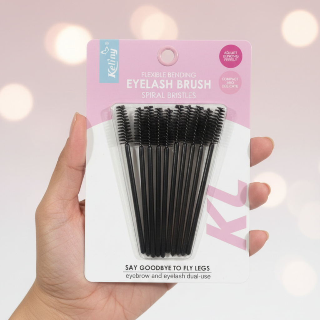 Keliny Flexible Bending Eyelash Brush Set – Spiral Bristles for Eyebrow & Lash Dual-Use