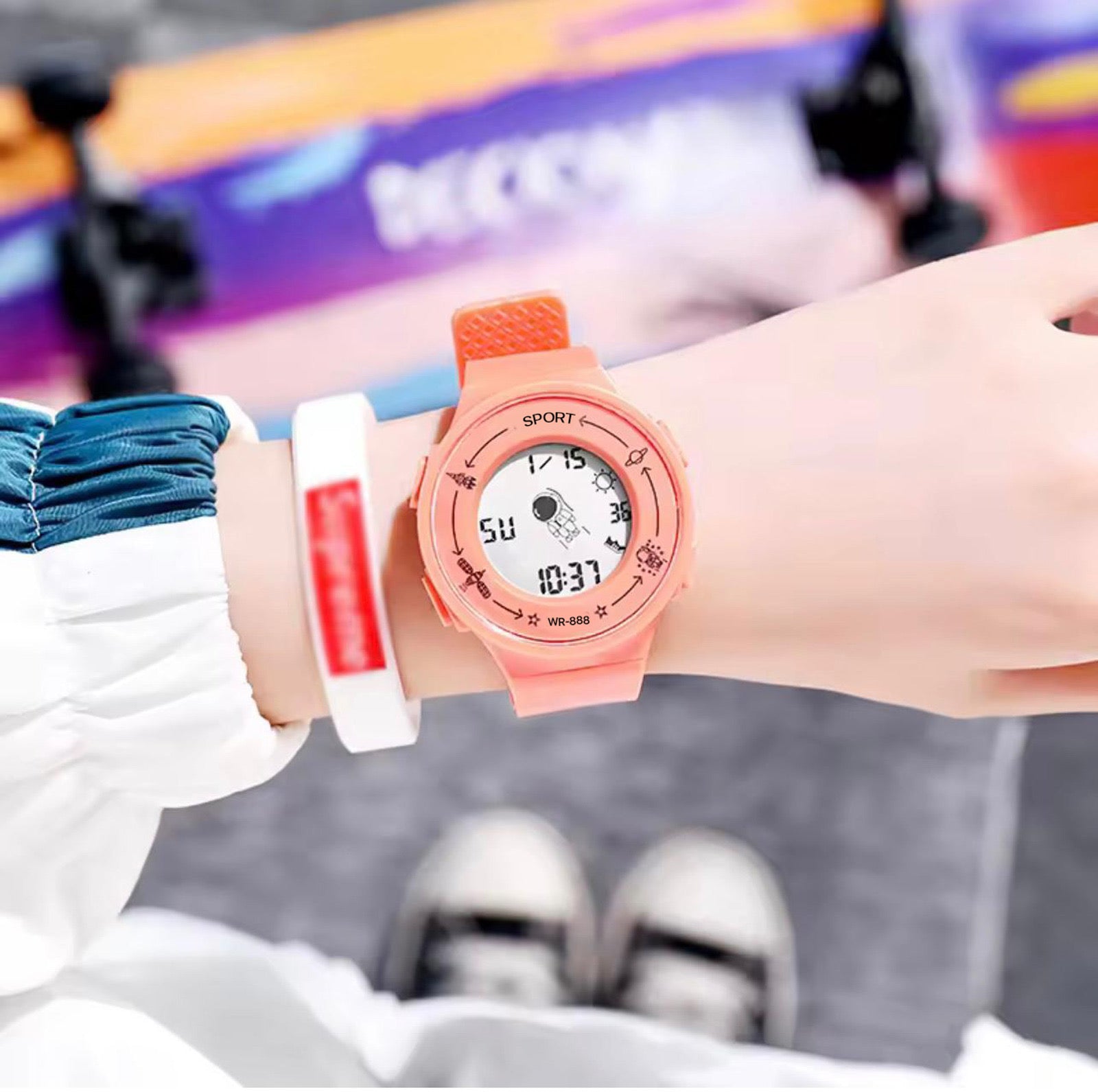 Astronaut Digital Watch Fashion Silicone Colorful Watch Strap Multifunctional Watch,Led Display..