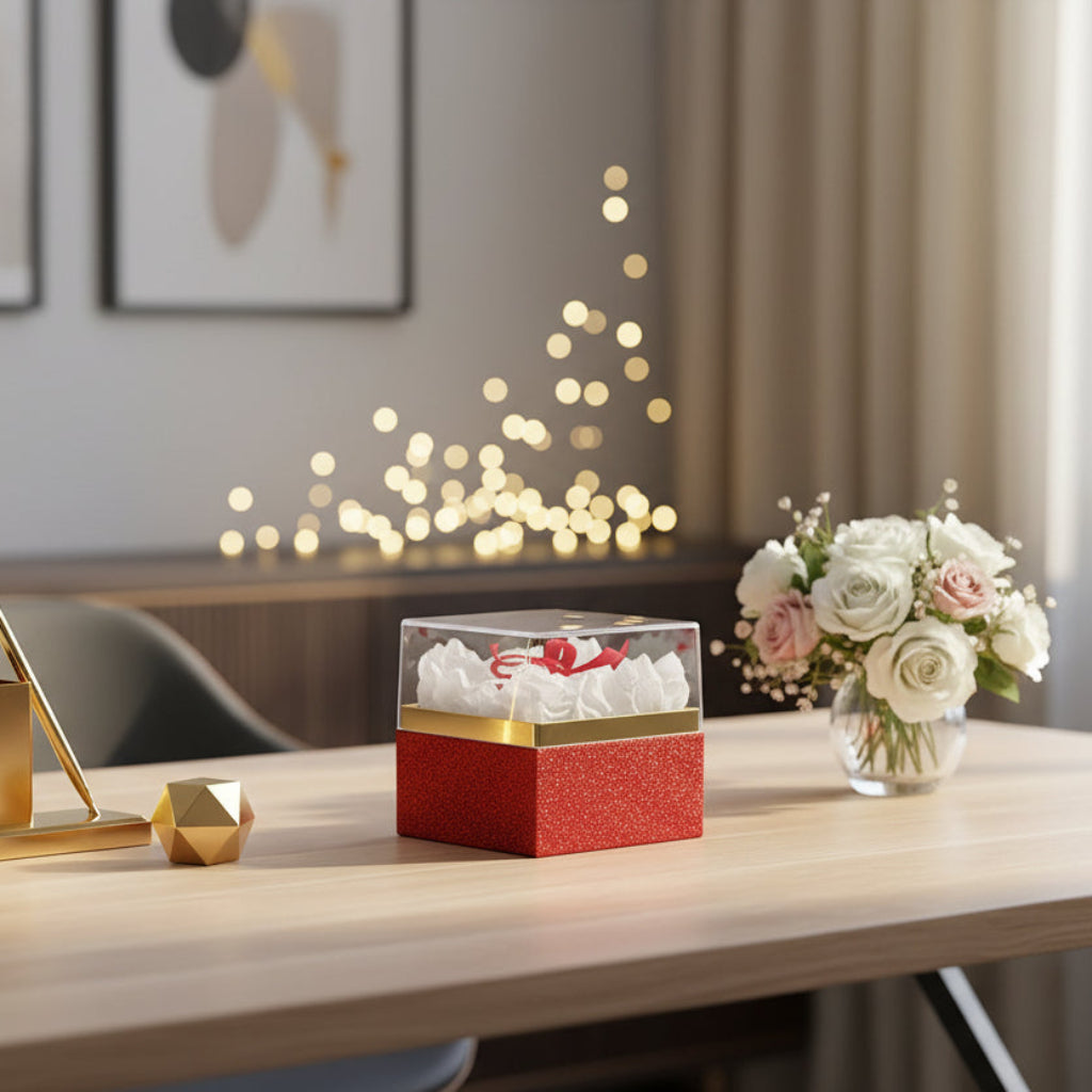 Small Acrylic Paper Gift Boxes with Clear Lids – 10x10 cm